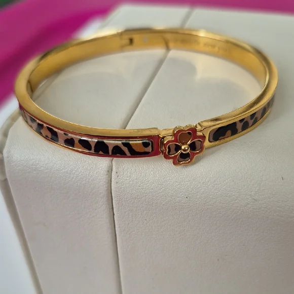 Gold Leopard Print Bangle Bracelet By Kate Spade - Picture 2 of 7